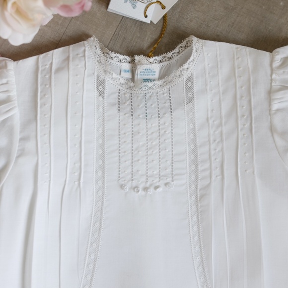 White Heirloom Dress and Slip Vintage Style Feltman Brothers Embroidery Lace NWT - Picture 2 of 8